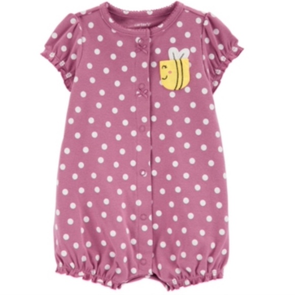 CARTER's: Baby Girl's POLKA DOT BEE Snap-up Romper / Onesie - Picture 1 of 4
